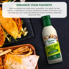 Taco filling finish with Walden Farms Lime Crema on a plate