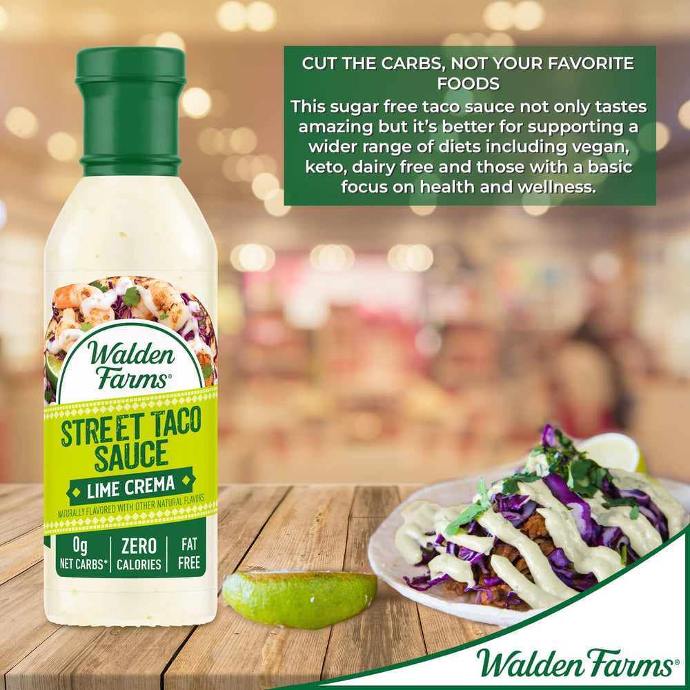 Grilled vegetables finished with Walden Farms Lime Crema