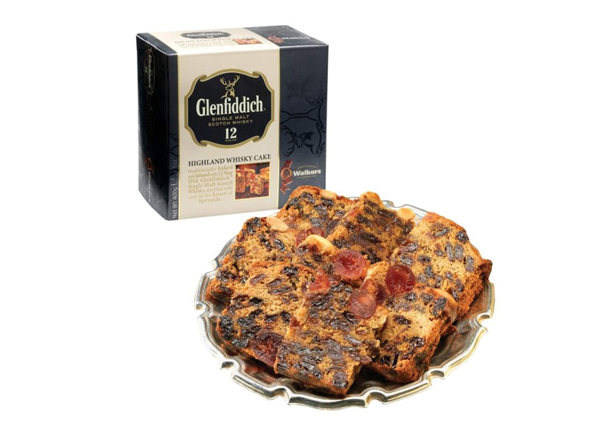 Walkers Highland Whisky Cake plated as a refined holiday dessert.