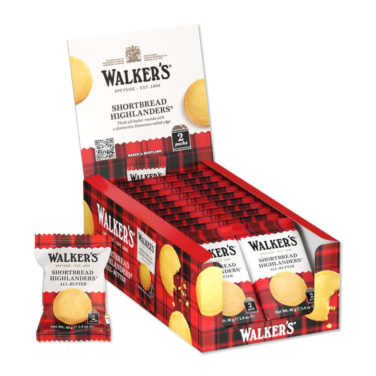 Walkers Highlanders shortbread: two cookies per pack for quick snack access