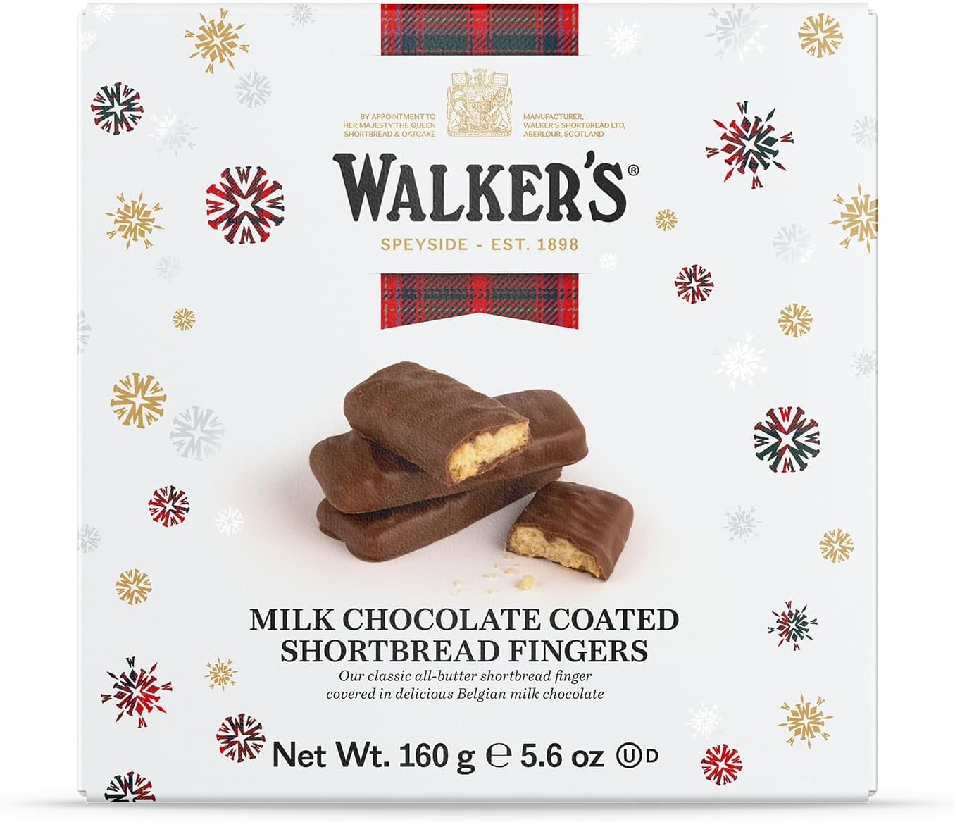 Walkers milk chocolate coated shortbread fingers in an 8-count box—perfect for gifting.
