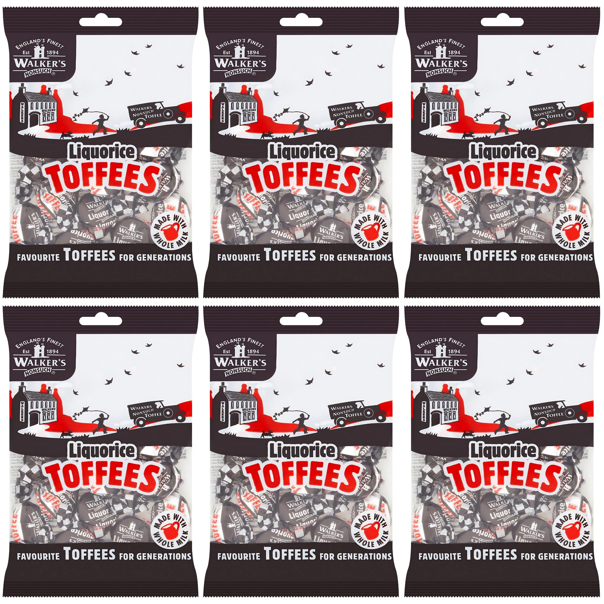 Walkers' Nonsuch liquorice toffees bag 150g, great for sharing.