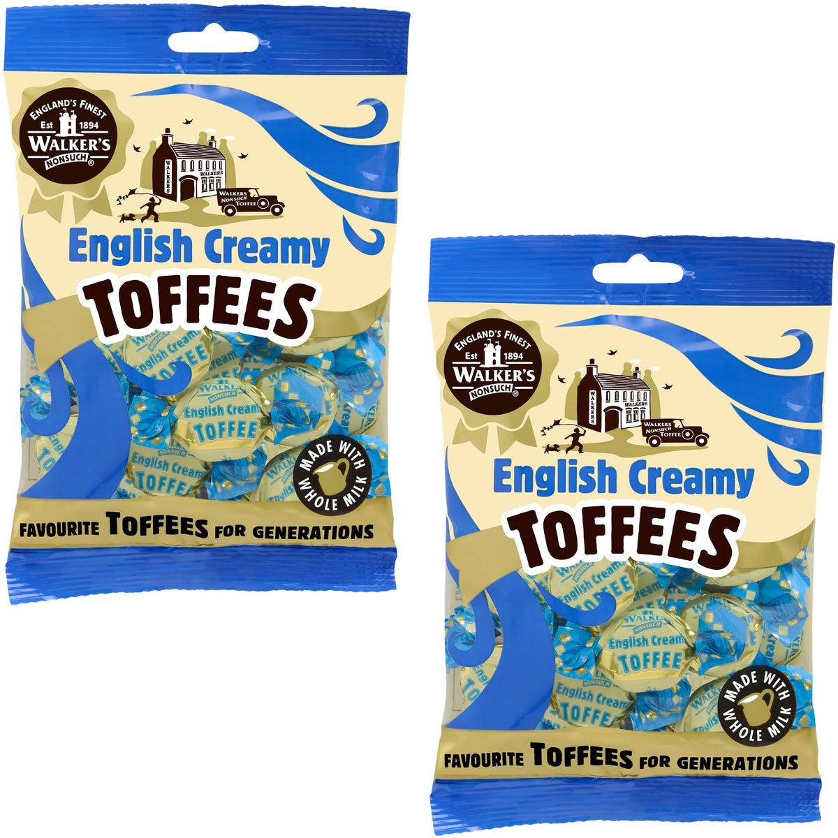 Walkers' Nonsuch toffee cubes closeup showing rich texture and buttery flavor