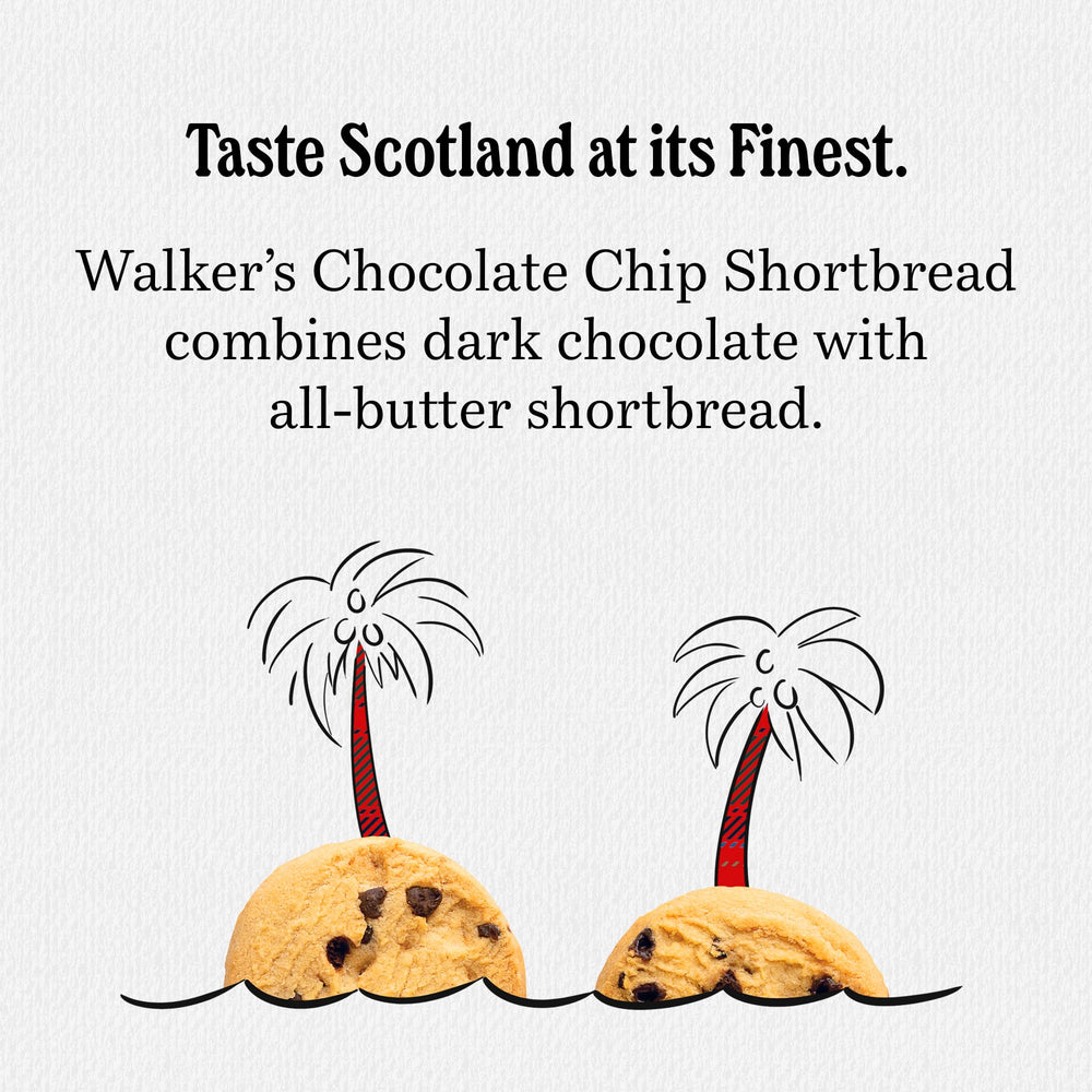Walkers chocolate chip shortbread, perfect companion to tea or coffee.
