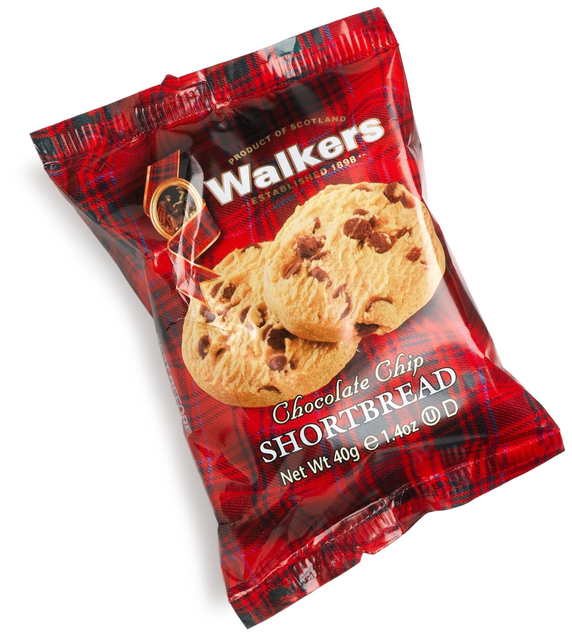 Walkers shortbread with chocolate chips, preserves freshness between uses.