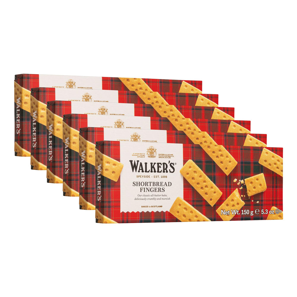 Walkers Shortbread Fingers pack-6: six-pack of pure butter cookies for sharing.