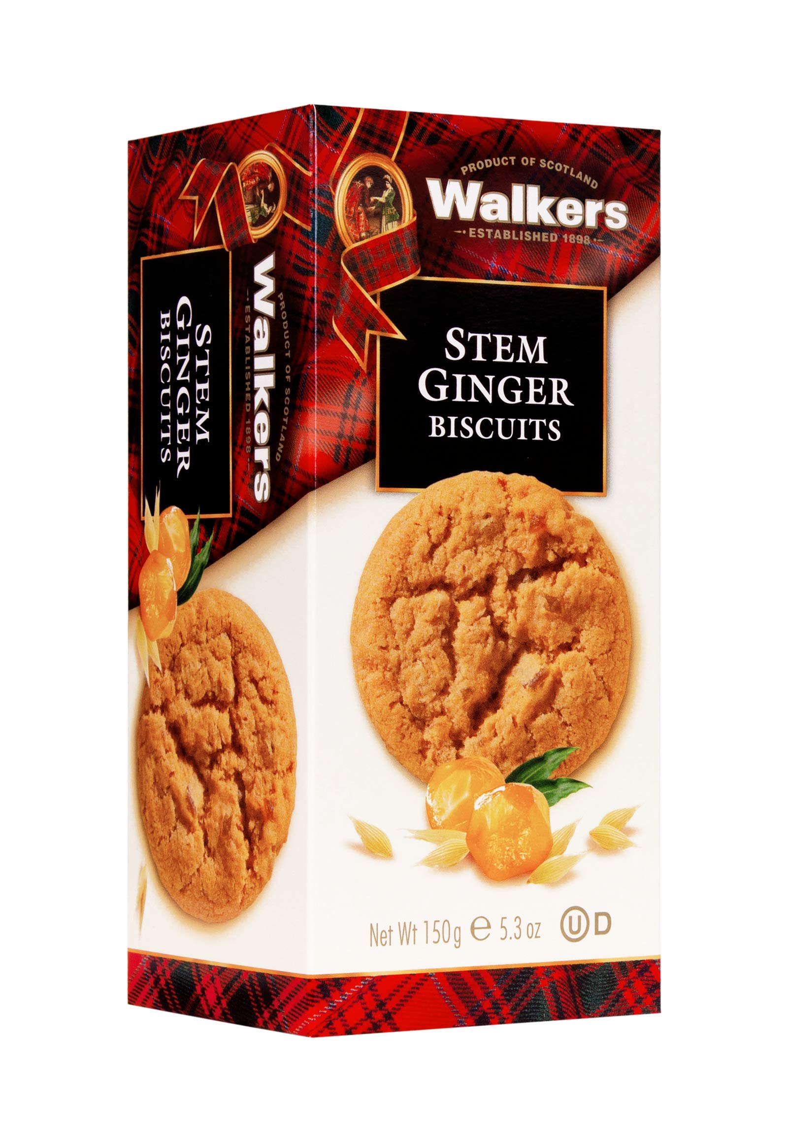 Walkers stem ginger cookies with ginger bits showcase bold flavor in every bite.