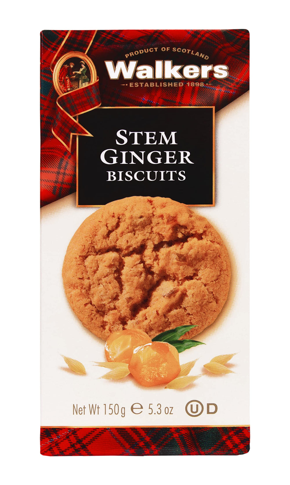 Walkers Stem Ginger Cookies with teacup illustrate perfect tea-time pairing.