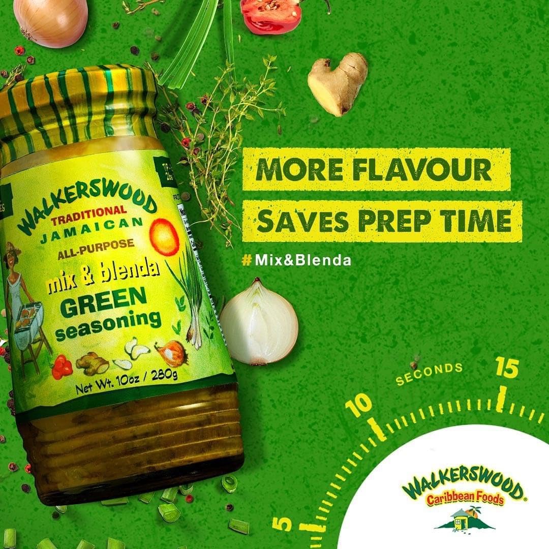 Walkerswood Green Seasoning bottle on kitchen counter for everyday use