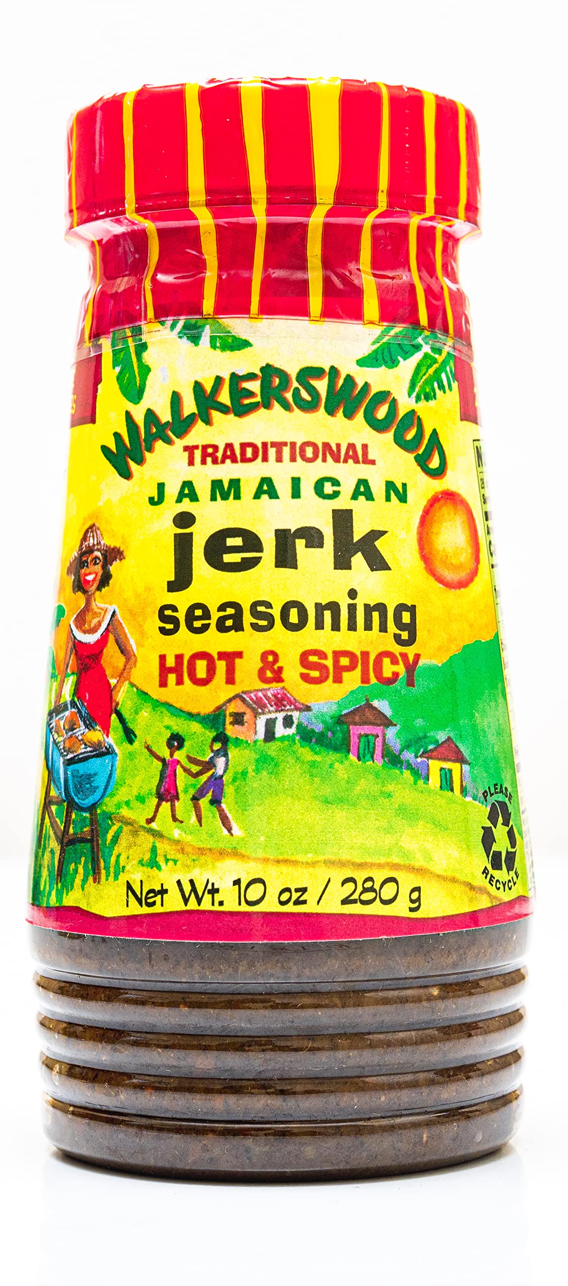 Walkerswood Jerk Seasoning bottle highlighting fiery Jamaican flavor for marinated meats