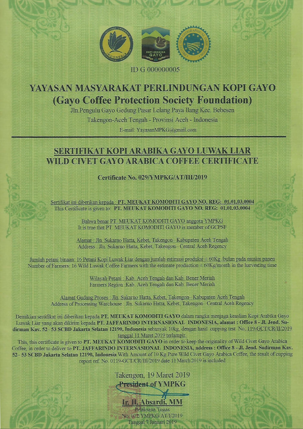 Wallacea Coffee Gayo Sumatra origin from high-altitude farms delivering a bold, nuanced aroma.