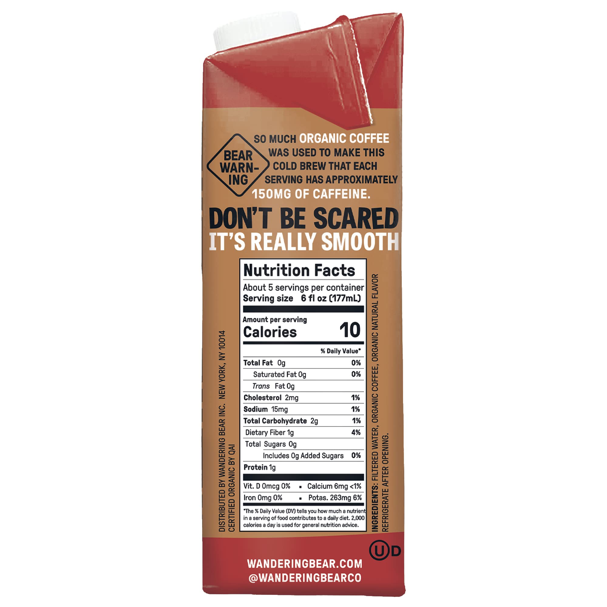 Wandering Bear Caramel cold brew 32oz carton with smooth taste and no sugar added.