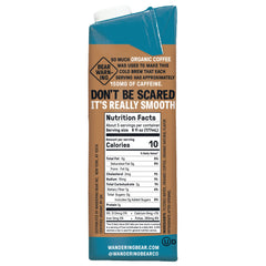 Close-up of Wandering Bear vanilla cold brew ingredients label emphasizing clean label