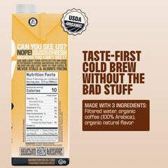 Wandering Bear Organic Caramel Cold Brew pour reveals silky caramel notes and strong caffeine