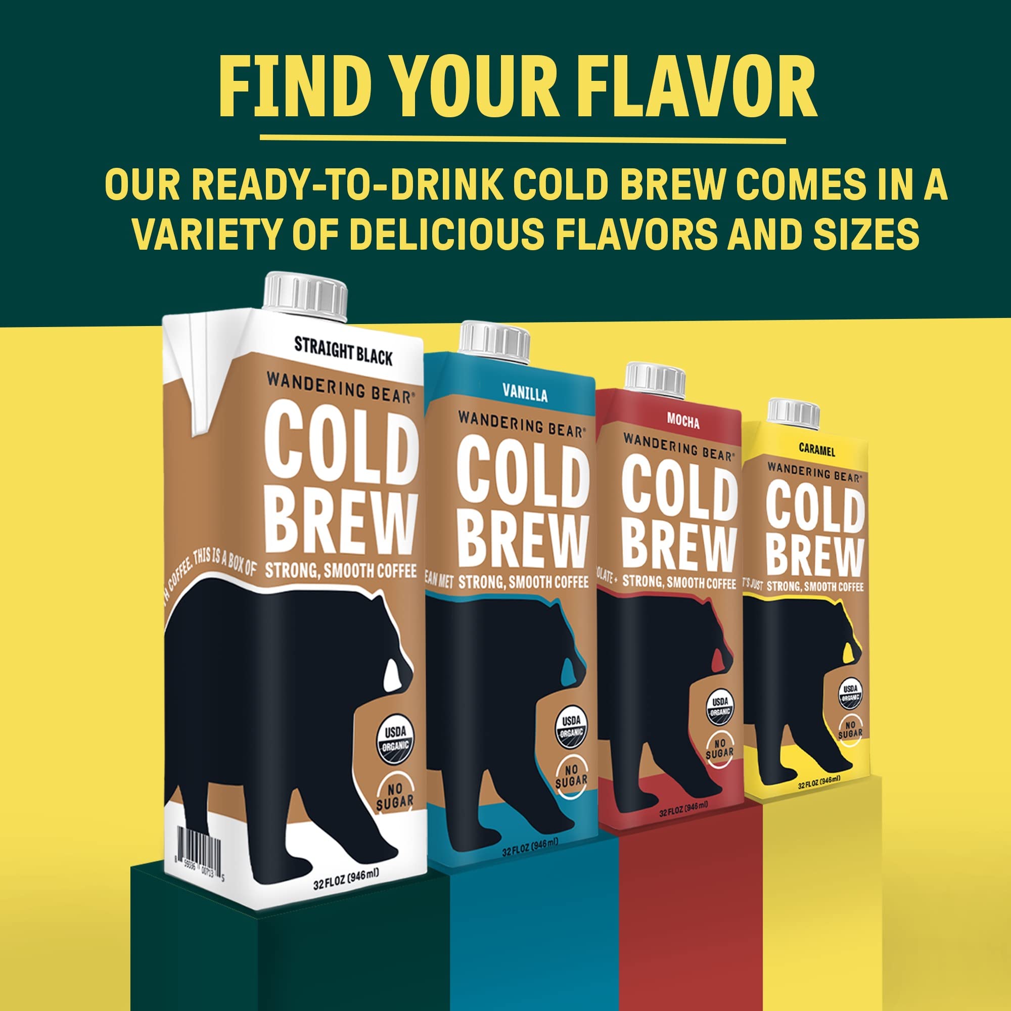 Wandering Bear ready-to-drink cold brew carton in fridge for quick mornings