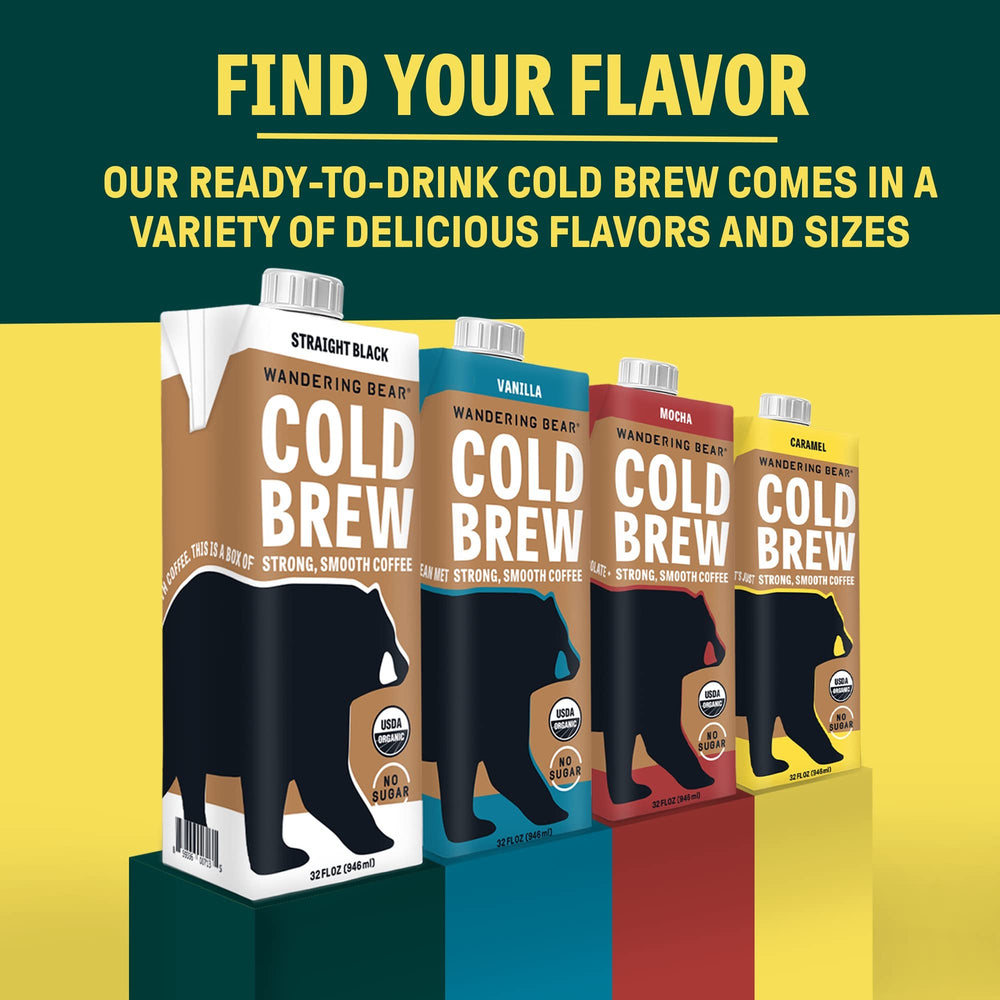 Wandering Bear ready-to-drink cold brew carton in fridge for quick mornings