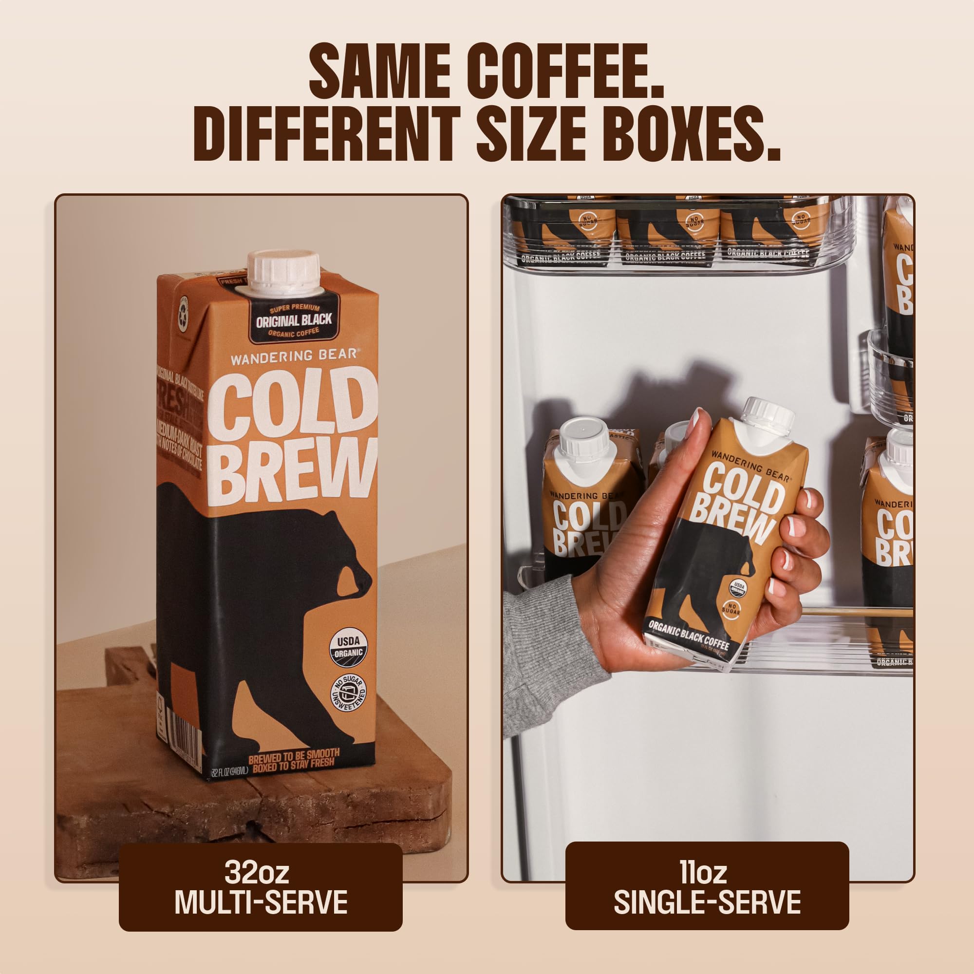 Wandering Bear ready-to-drink cold brew served in glass for bold smooth flavor