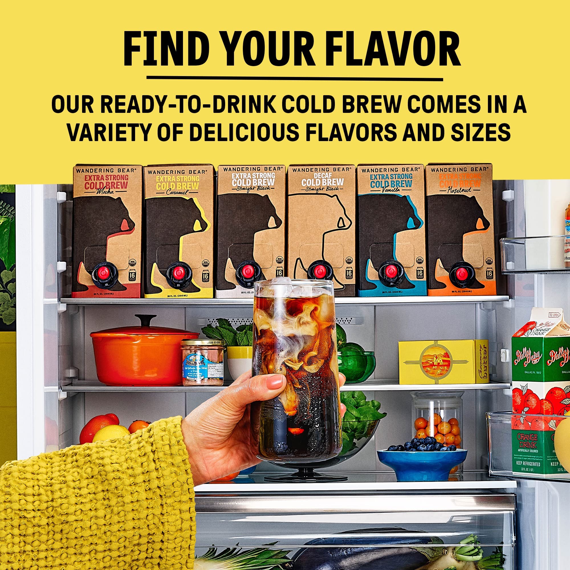 Wandering Bear shelf-stable box on shelf communicates easy pantry storage