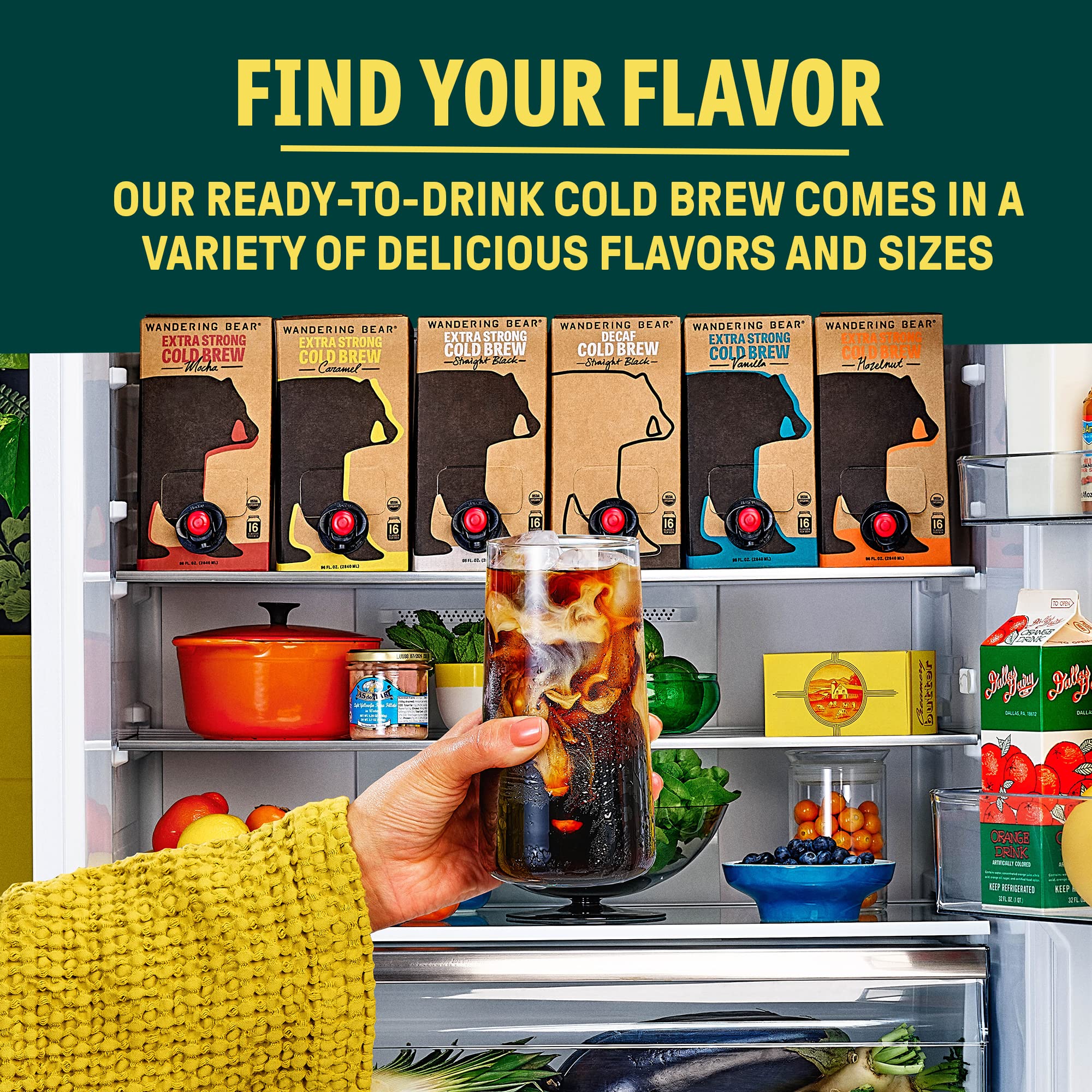 Wandering Bear Straight Black Cold Brew carton-front highlights shelf-stable packaging.