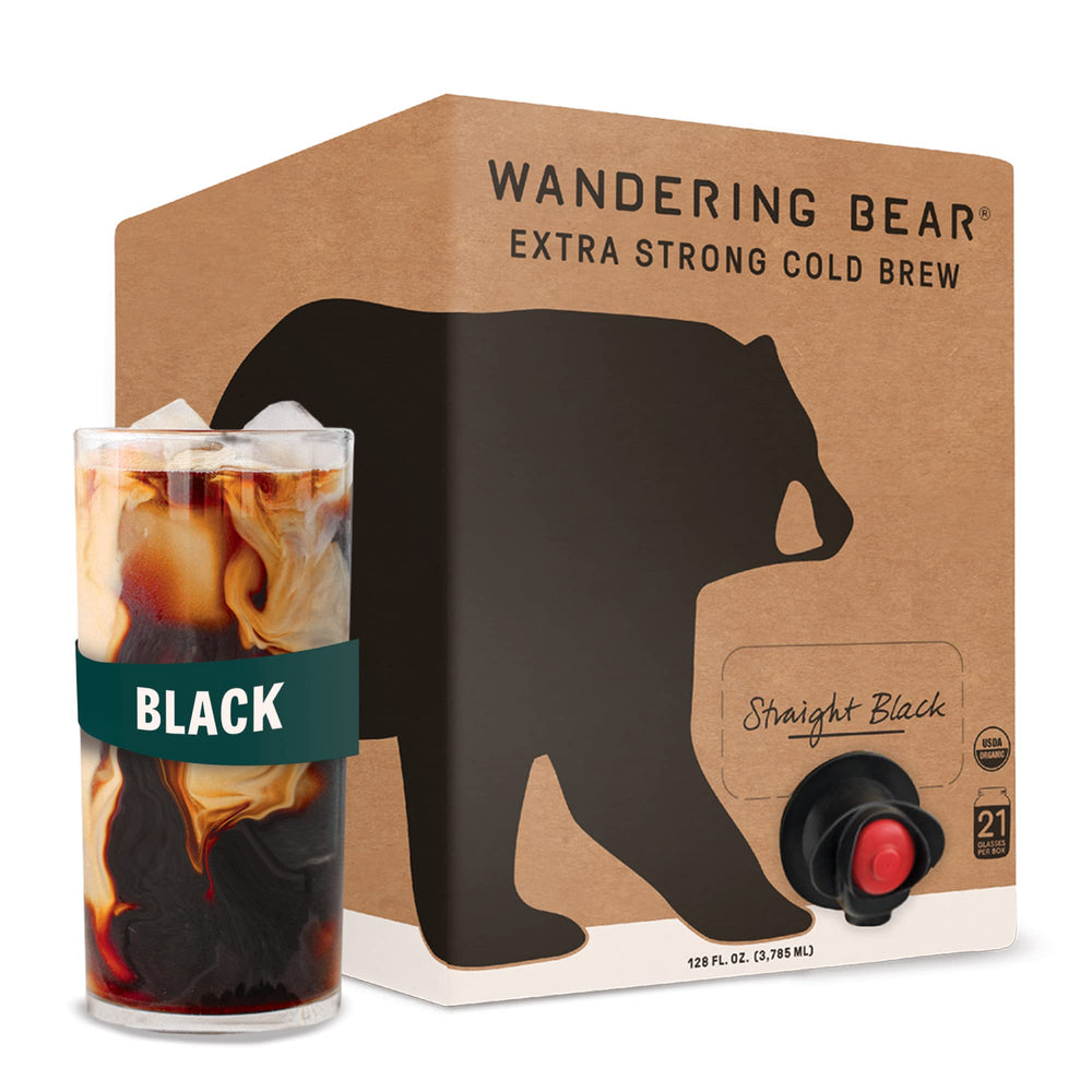 Wandering Bear Straight Black Cold Brew on Tap pour shows bold flavor ready to enjoy