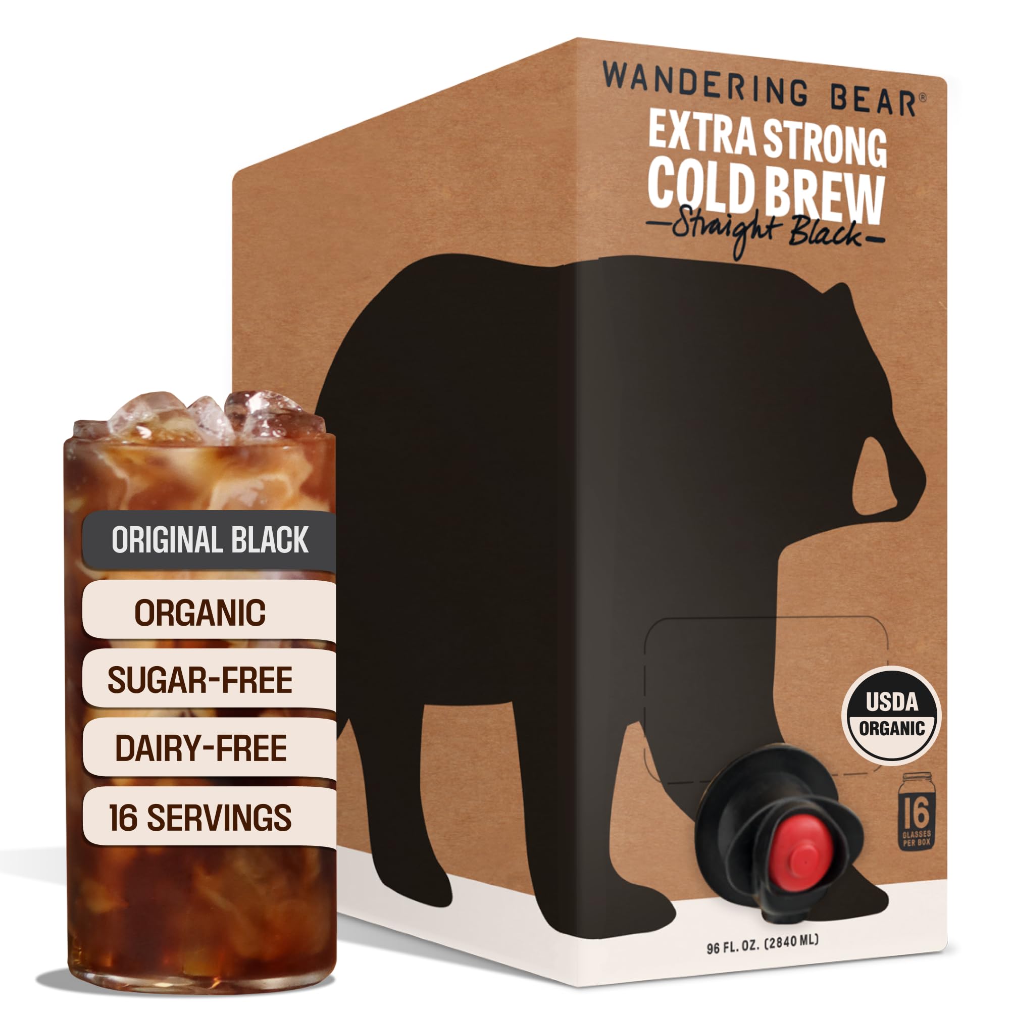 Wandering Bear Straight Black on tap ready-to-pour cold brew for quick caffeine boost.
