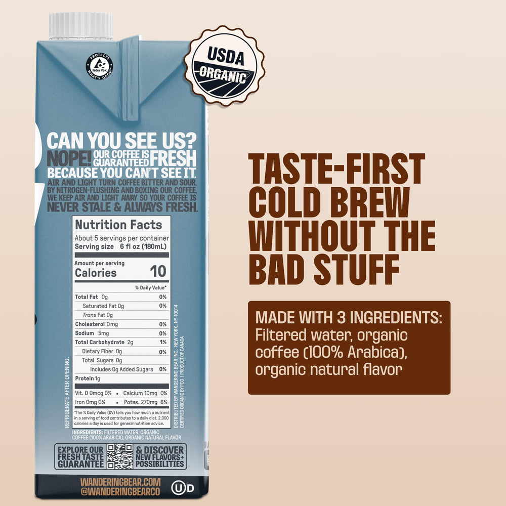 Wandering Bear Vanilla Cold Brew 6-pack box highlights grab-and-go convenience