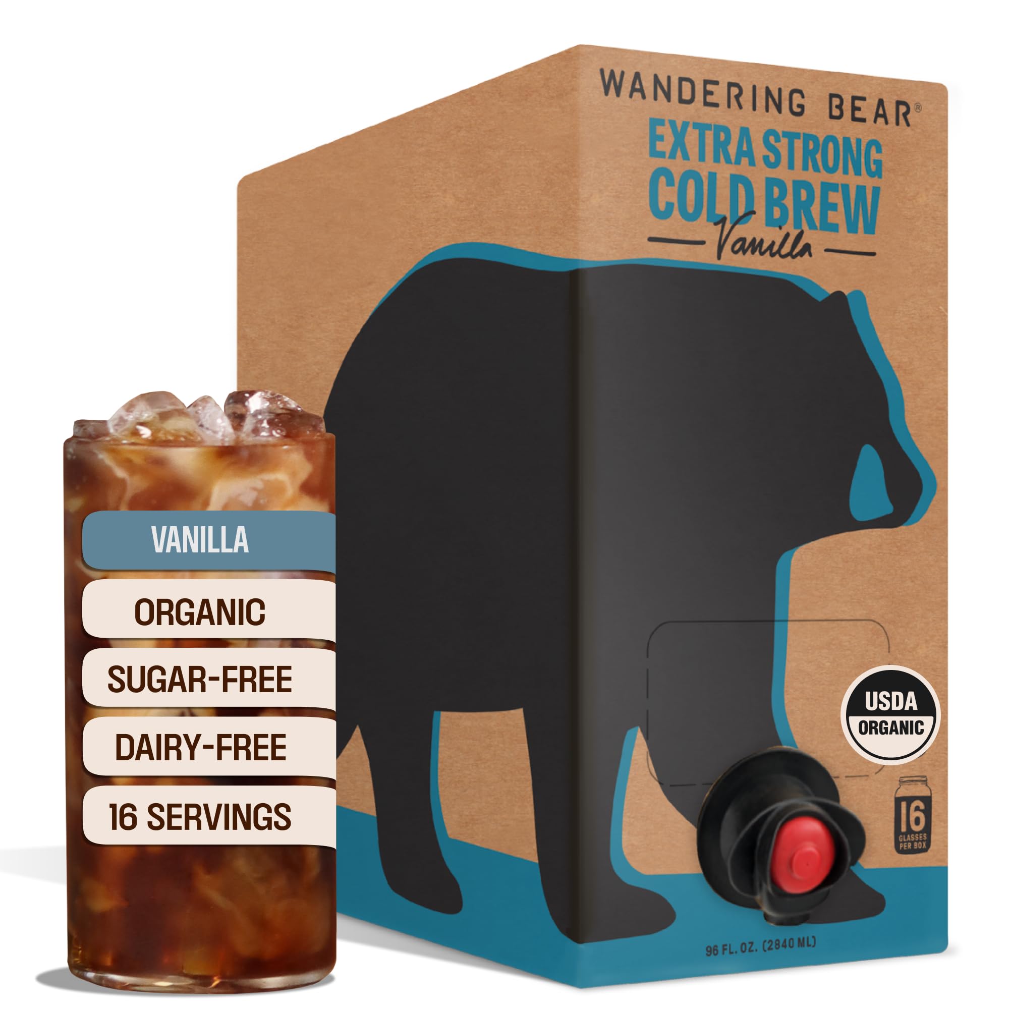 Wandering Bear Vanilla Cold Brew On Tap bottle for convenient ready-to-pour coffee
