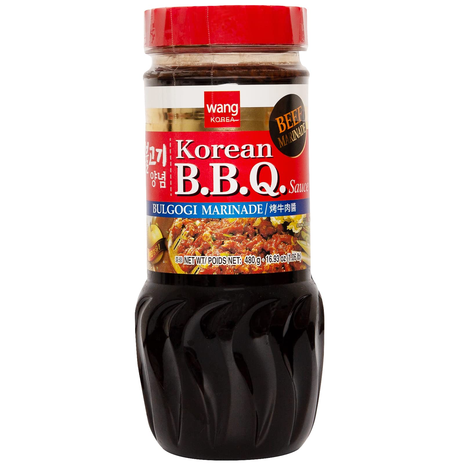Wang Bulgogi Sauce bottle front showing authentic Korean BBQ branding for marinating beef