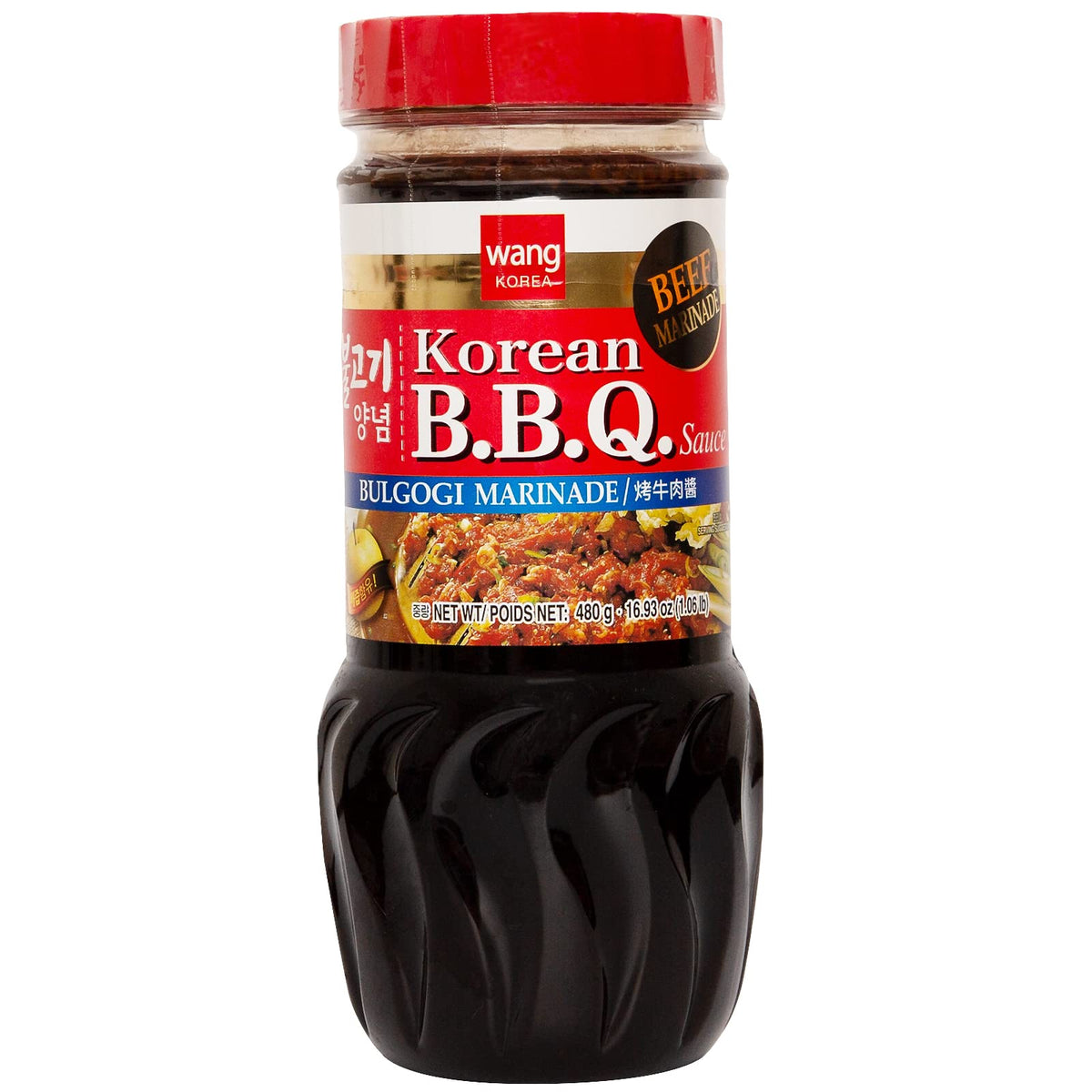 Wang Bulgogi Sauce bottle front showing authentic Korean BBQ branding for marinating beef