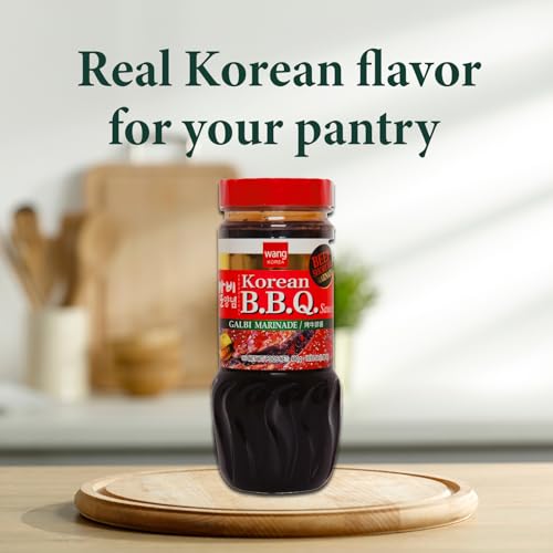 Wang Galbi Marinade packaging displayed on store shelf.