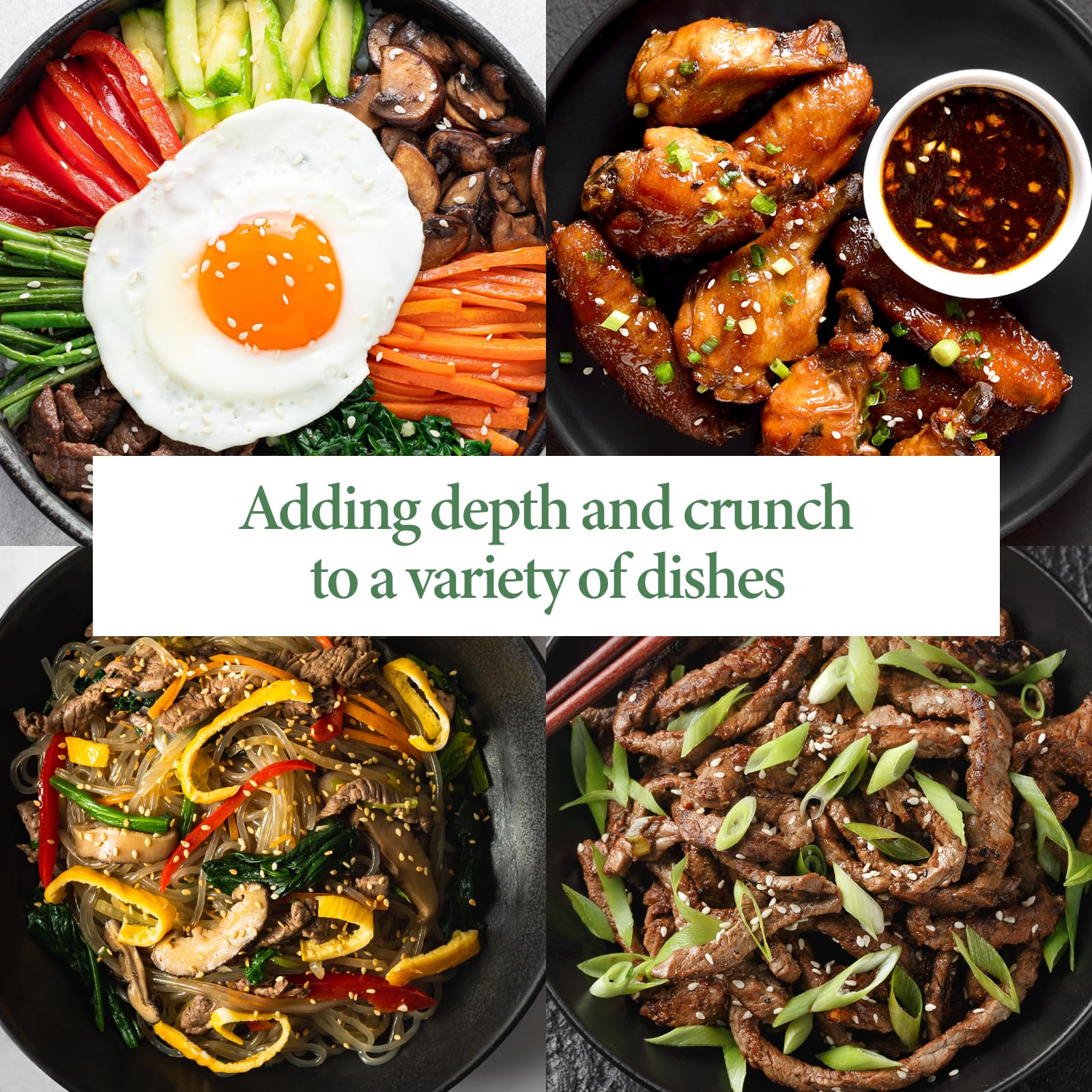 Wang Premium Roasted Sesame Seeds topping a salad for crunch