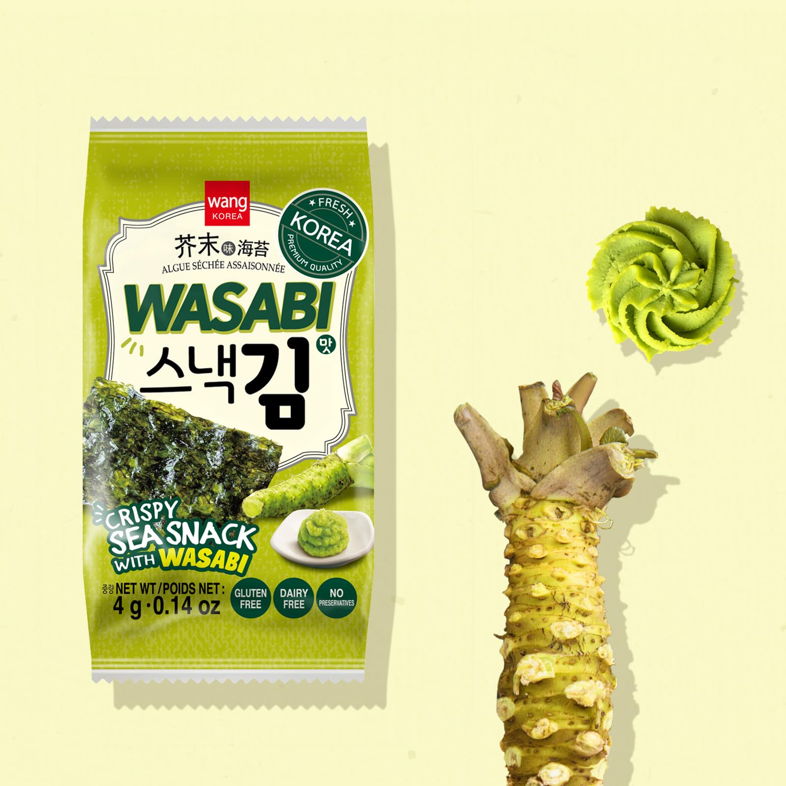 Wang Wasabi seaweed sheets — bold flavor with a satisfying crunch.