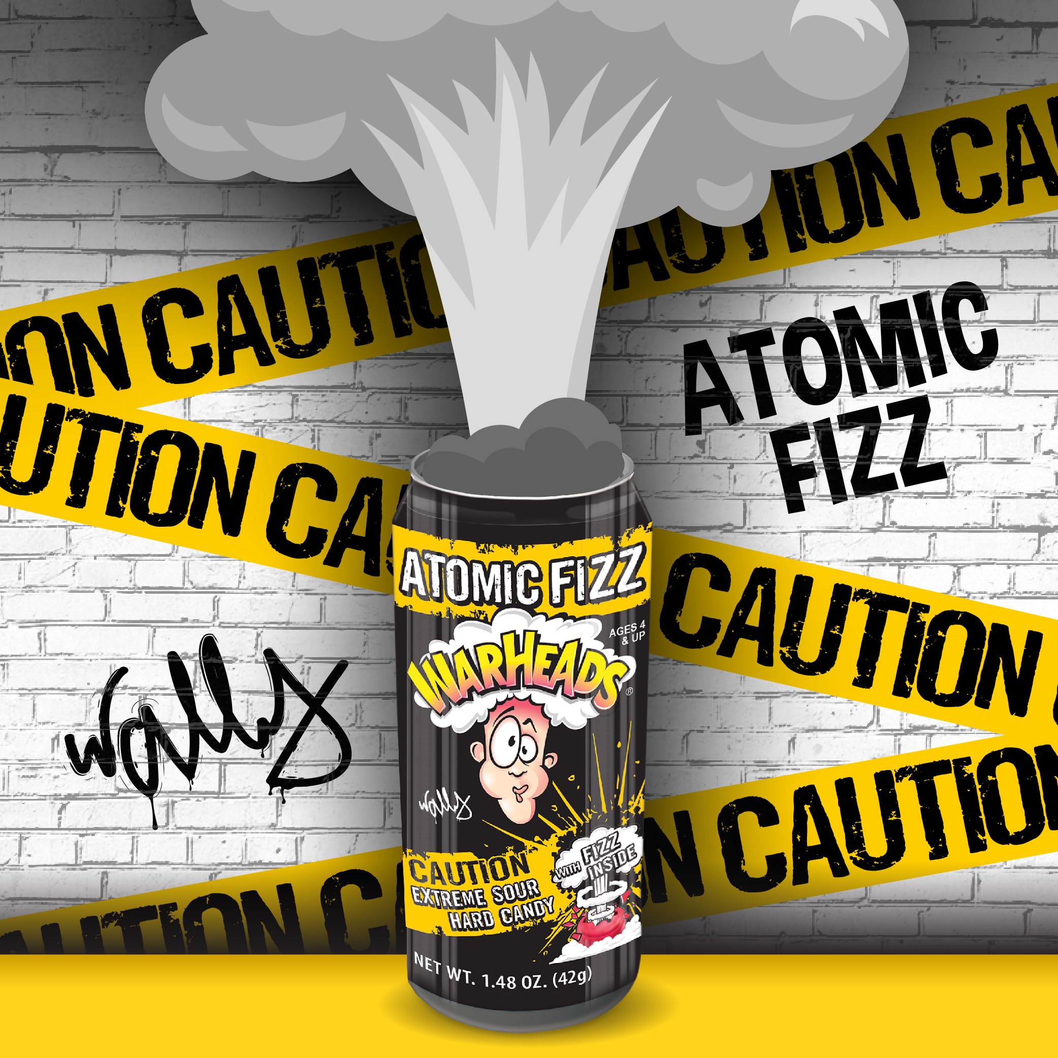 Close-up of the explosive fizz core inside Warheads Atomic Fizz candy.