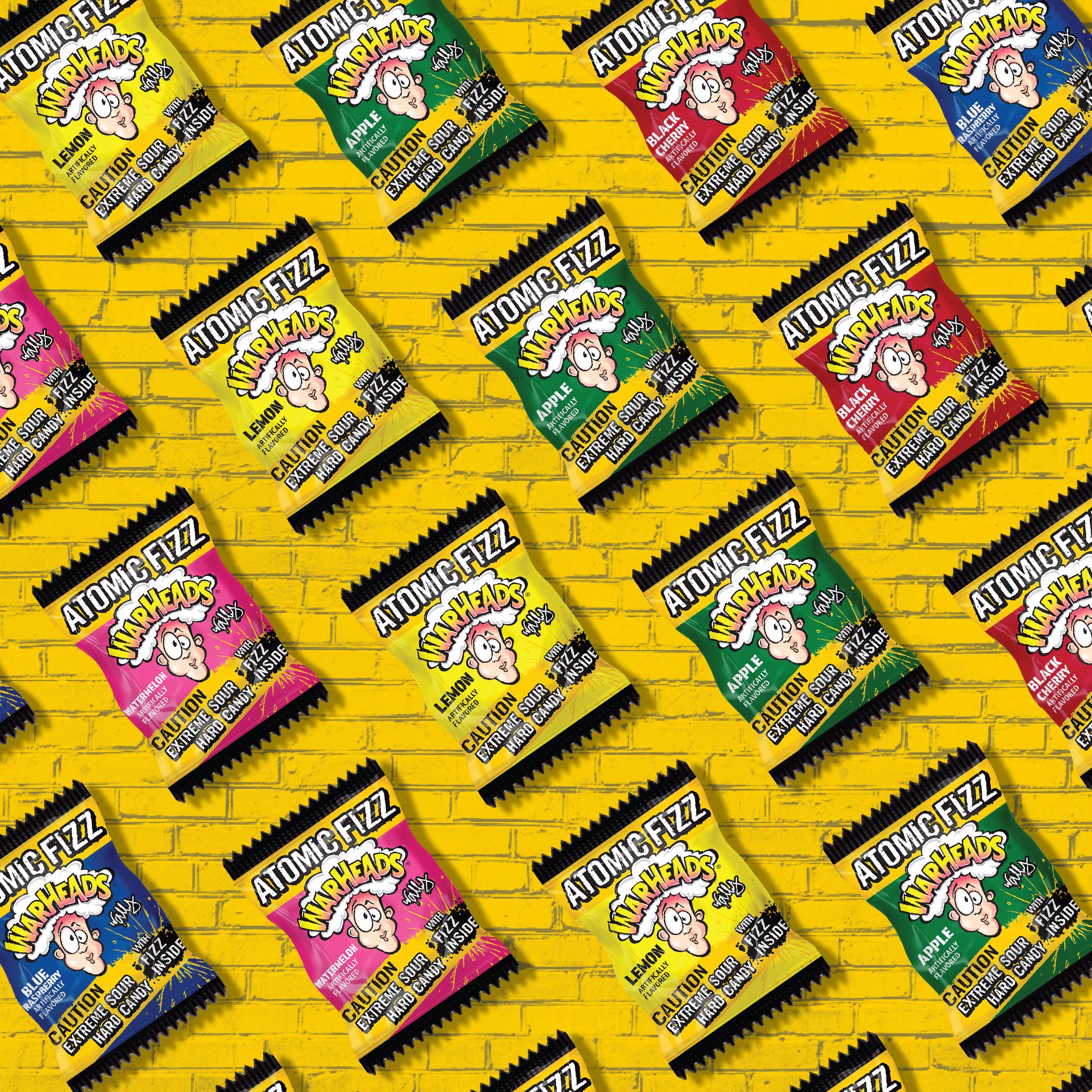 Warheads Atomic Fizz individually wrapped candies for on-the-go snacking.