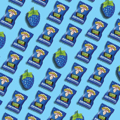 Warheads individually wrapped blue raspberry candies in bulk packaging