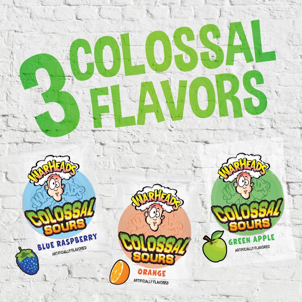 Warheads Colossal Sours green apple candy delivers intense sour-to-sweet transitions