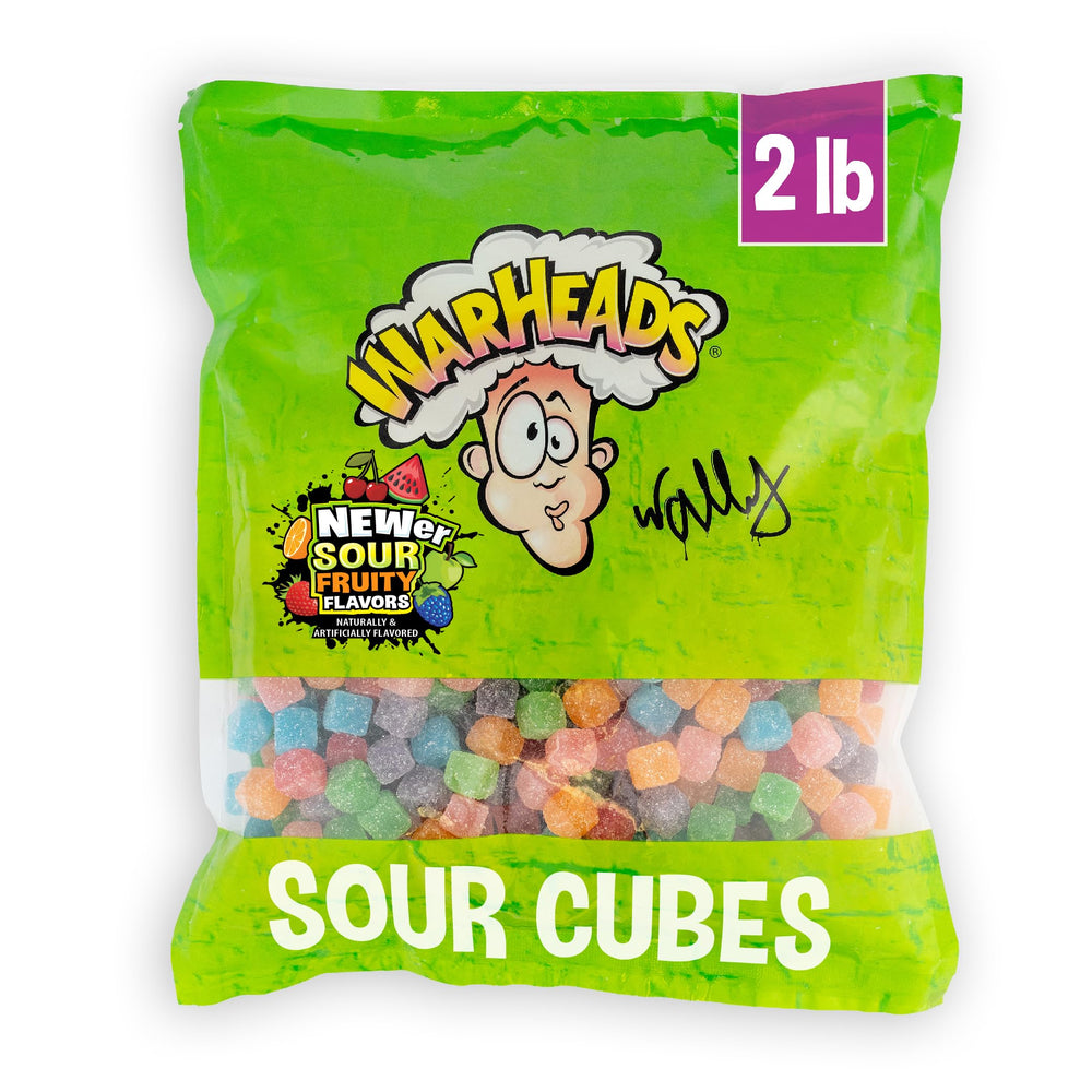 Warheads Cubes orange flavor close-up, tangy bite great for party snacking