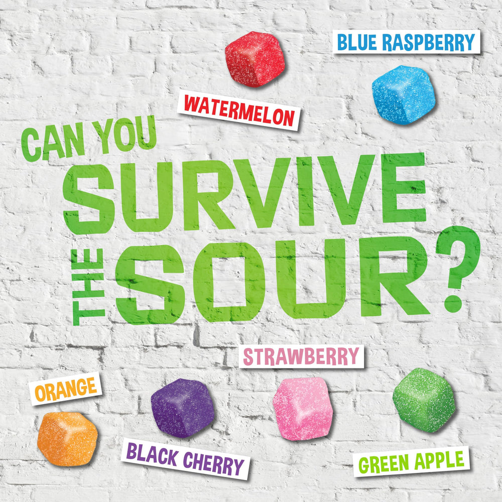 Warheads Cubes strawberry bag captures vibrant, tangy sweetness.
