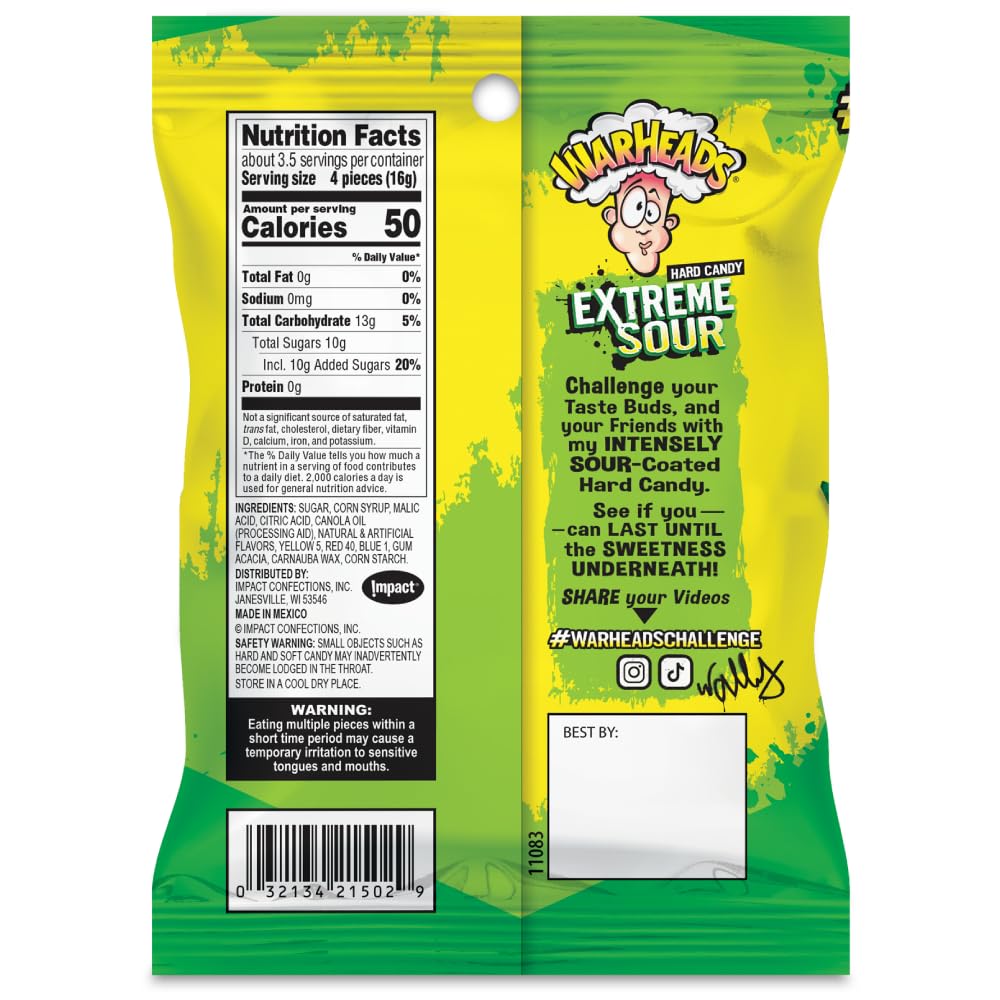 Close-up of Warheads sour exterior delivering a cheek-tingling start