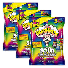 Warheads extreme sour candy pack front view, ready for on-the-go snacking.
