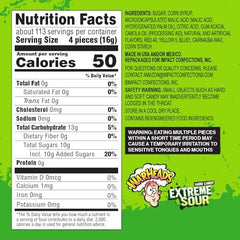 Close-up of sour apple coating on Warheads candy