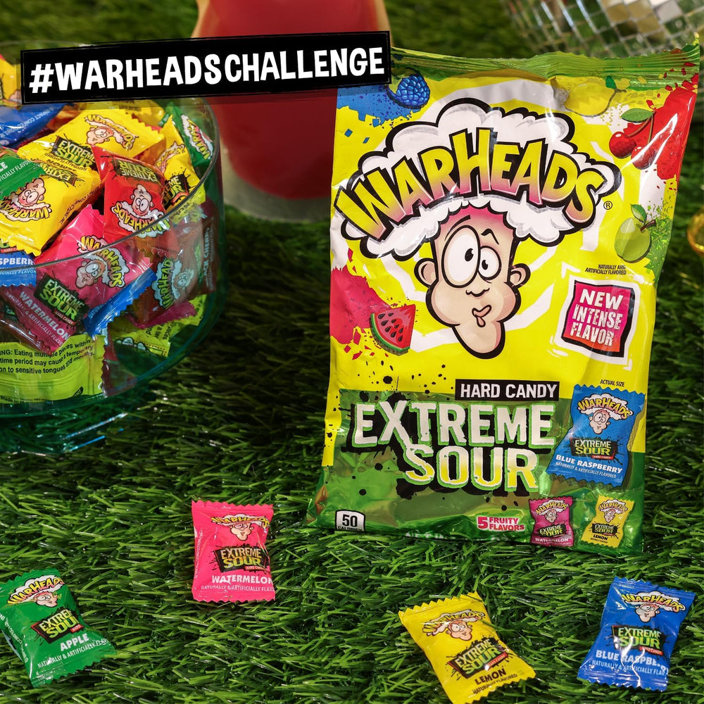 Warheads sour black cherry candy delivers bold cherry kick.