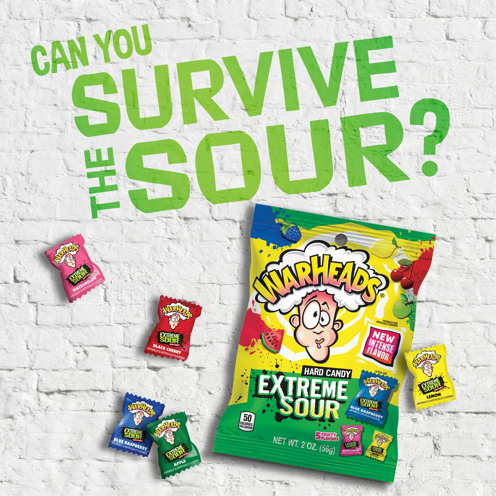 Warheads sour coating close-up emphasizes the intense exterior tang.
