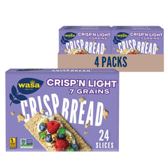 Wasa Crisp’n Light 7 Grains crispbread pack front for easy snacking and topping versatility.