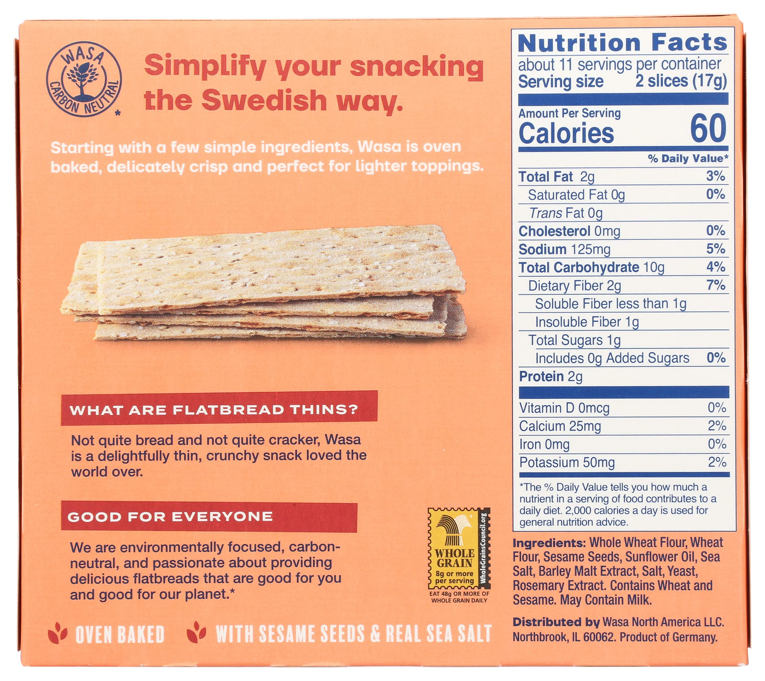 Close-up of sesame seeds and sea salt on Wasa crackers highlighting crunchy texture.