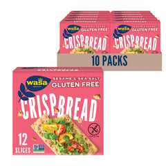 Wasa Gluten Free Sesame & Sea Salt Crispbread pack ready for snacking.