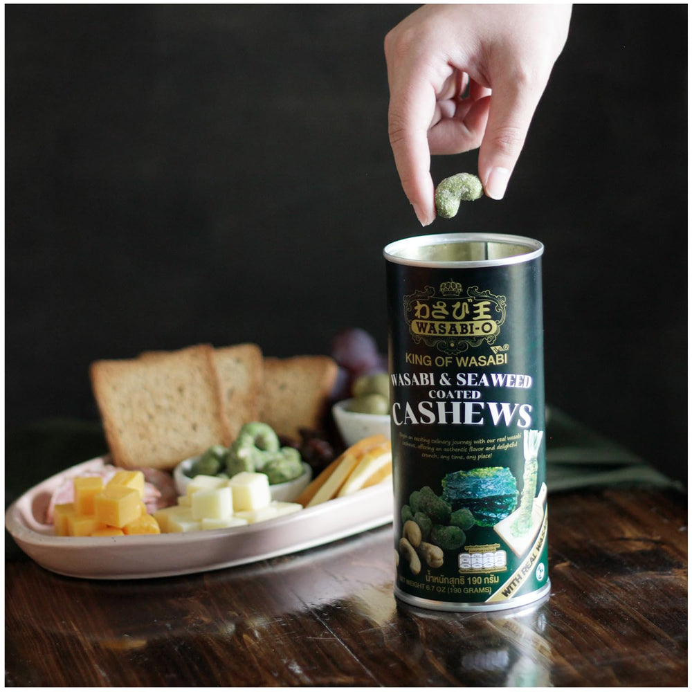 Wasabi-O Cashews served in a bowl, ideal for sharing.