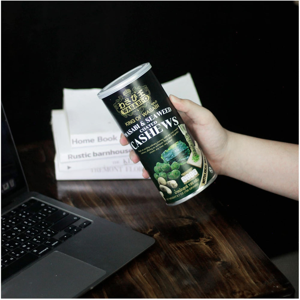 Travel-friendly Wasabi-O Cashews for flavor on the go.