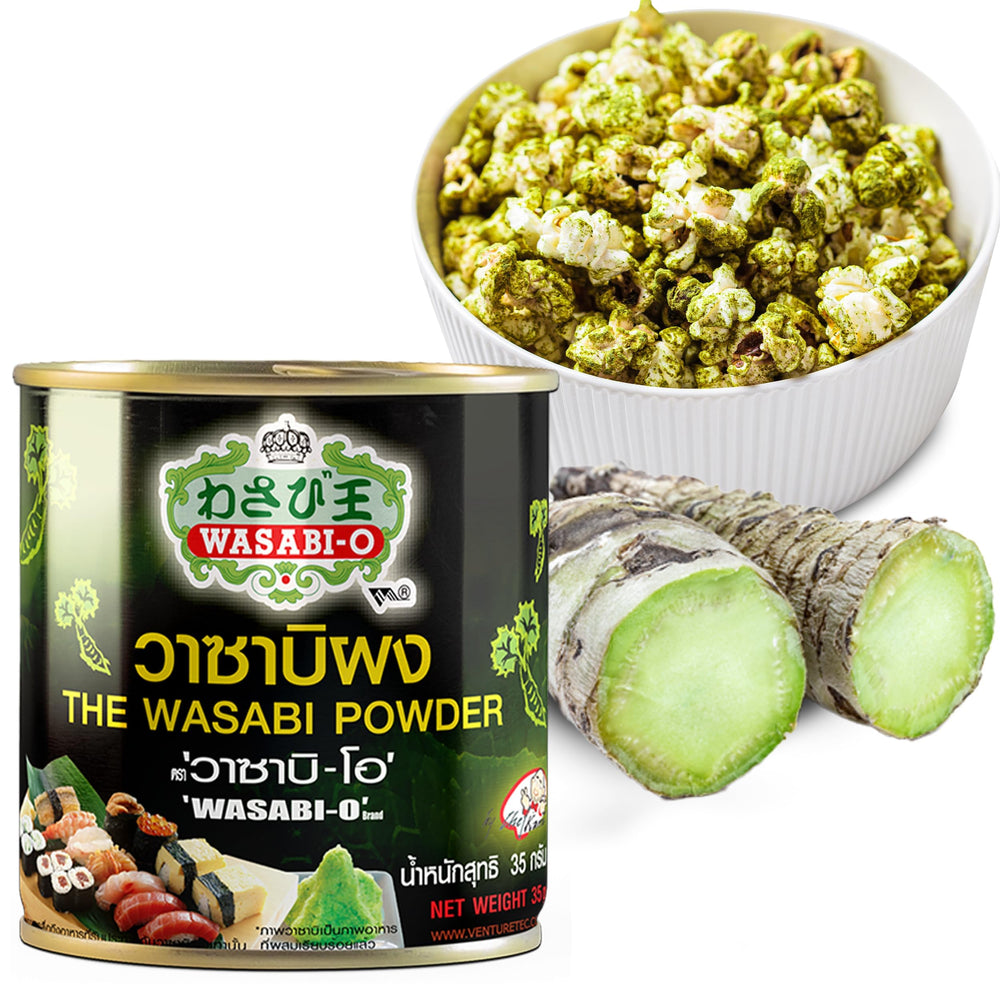 Wasabi-O real wasabi powder jar front shows authentic heat for sushi.