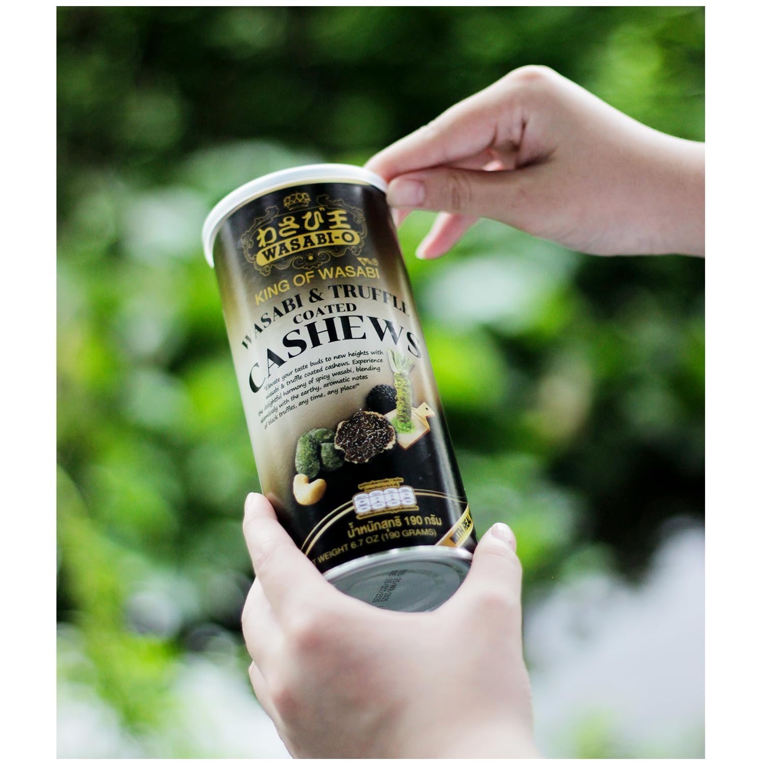 WASABI-O travel-friendly packaging in action during a picnic or hike.
